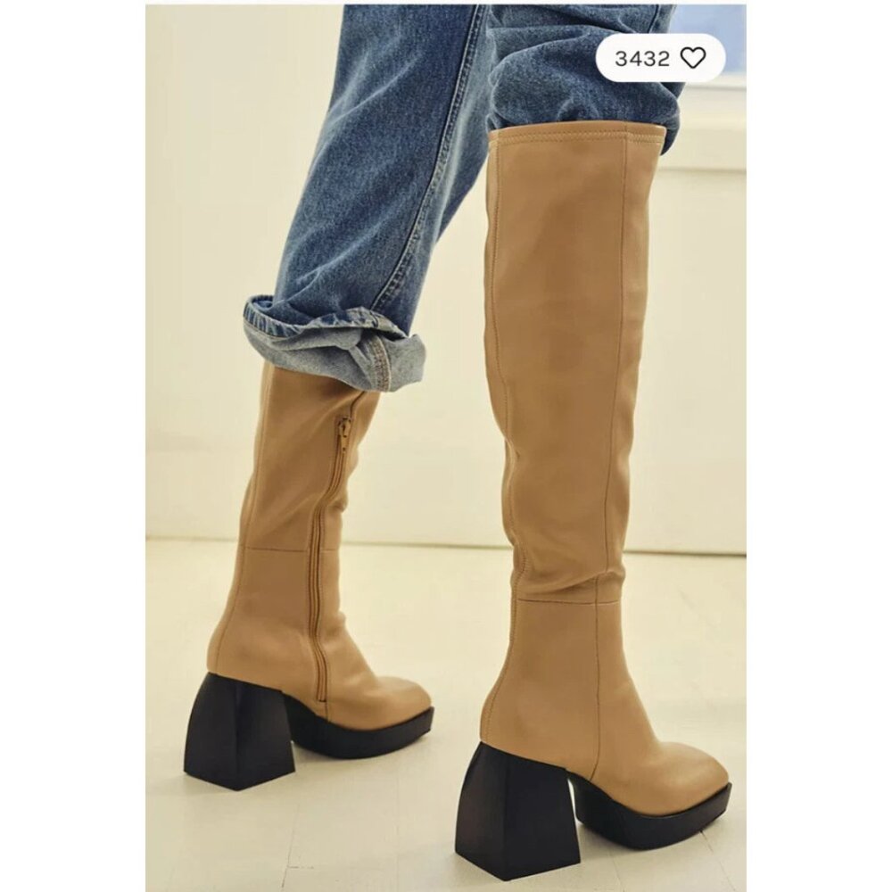 Jeffrey Campbell Dauphin Over the Knee Boots in Beige